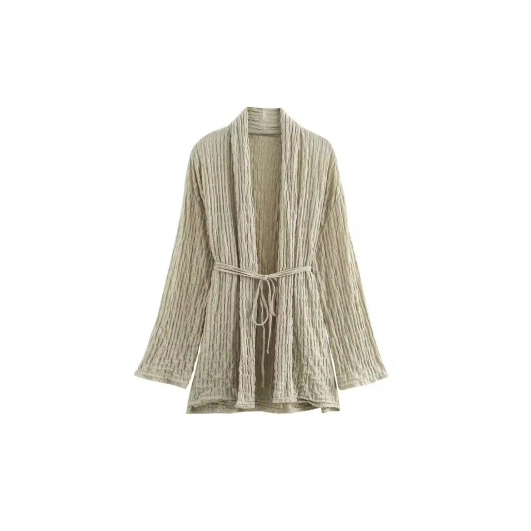 AURORA - Two-piece, jacket with tie belt & pull-on trousers